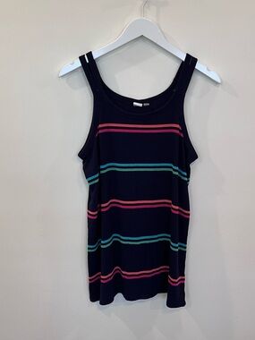 Gap Striped Knit Pullover Tank Top Navy Blue Stripes Womens Medium Tall